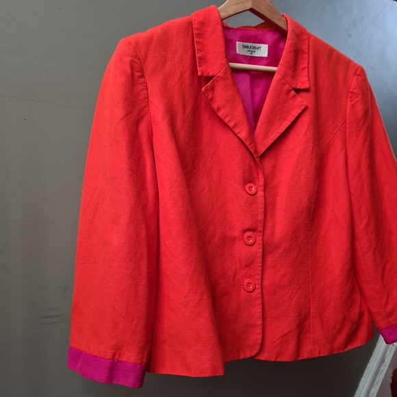 Table Eight blazer in vibrant orange contrast pink lining Made In Australia 14 - Picture 7 of 9
